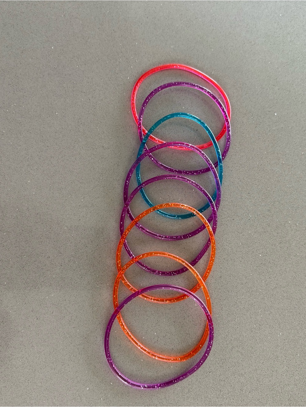 Colorful Glitter gummy bracelet set Y2K, 1990s - Pink, Purple, Orange, Teal